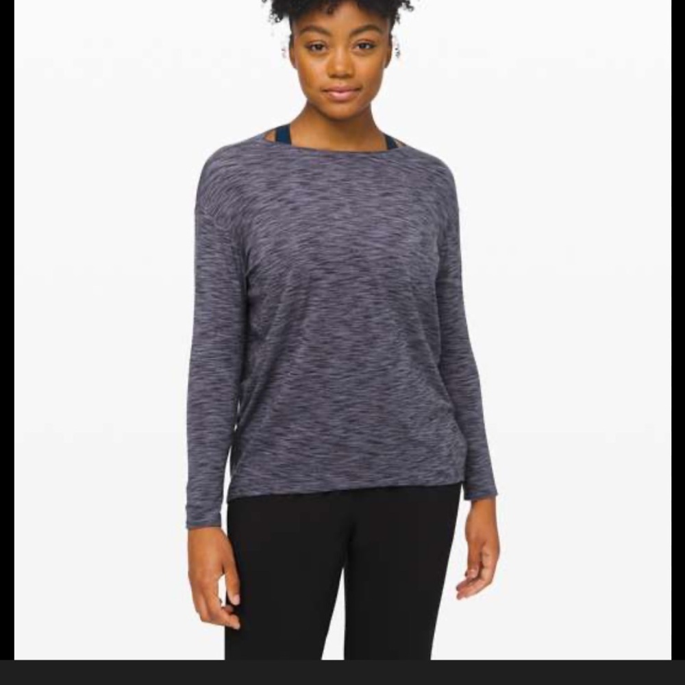 Nwot Lululemon Back in Action Long Sleeve shirt blue $68 spring active casual